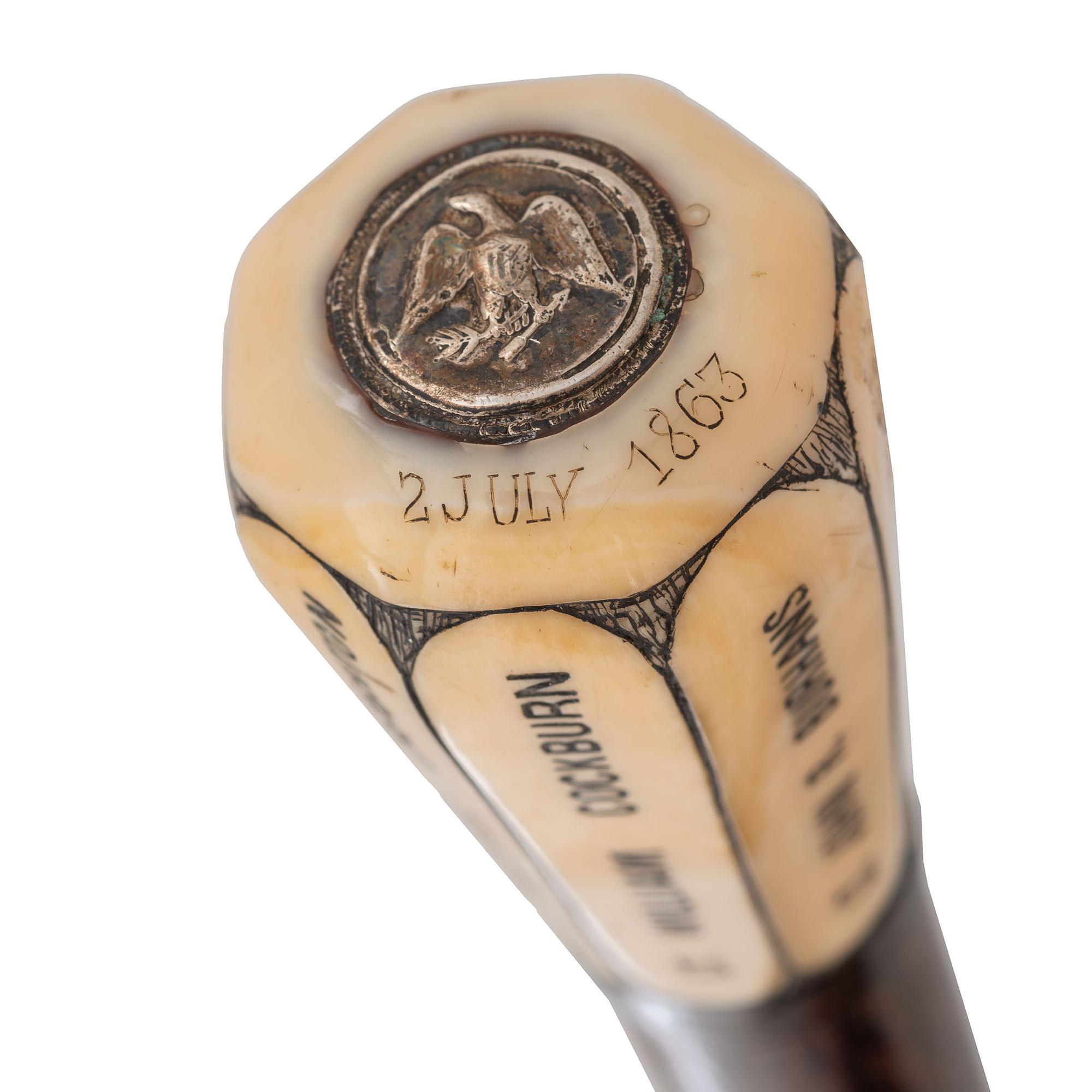 Ivory Handled Cane attributed to Major General George H. Sharpe, with Additional Accoutrements