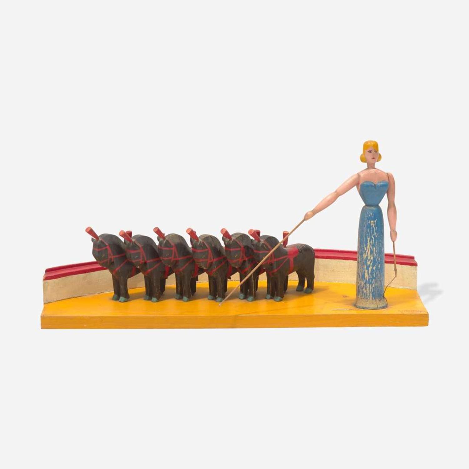 Roger Guit (French, 1899-1978) A Group of Five Carved and Painted Circus Act Dioramas