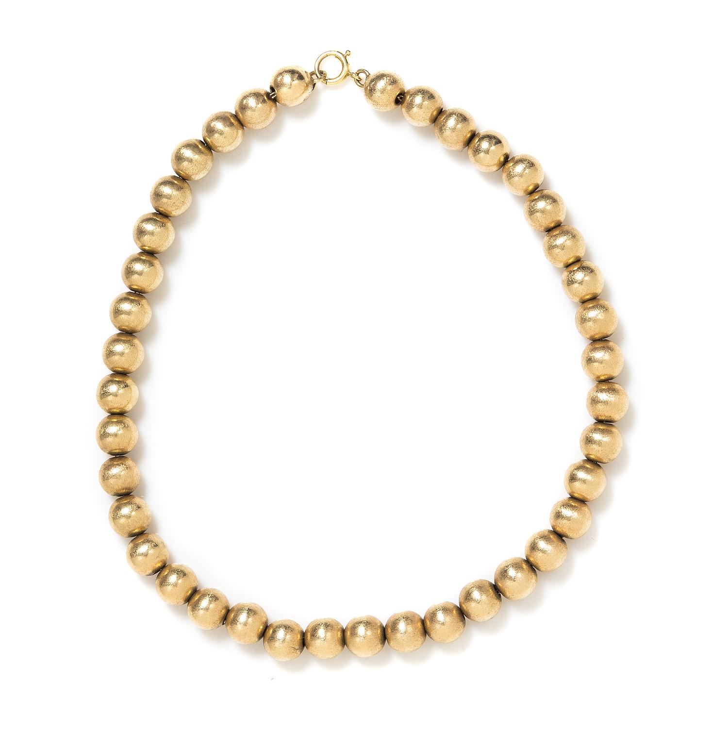 A 14 Karat Yellow Gold Bead Necklace, 24.30 dwts.