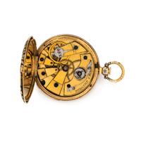 YELLOW GOLD AND ENAMEL OPEN FACE POCKET WATCH