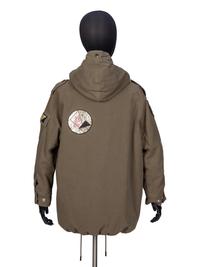 SAINT LAURENT, HOODED PARKA WITH PATCHES