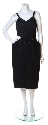 A Lilli Diamond Black Silk Dress and Coat Ensemble, No size.