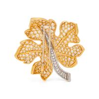 DIAMOND LEAF BROOCH