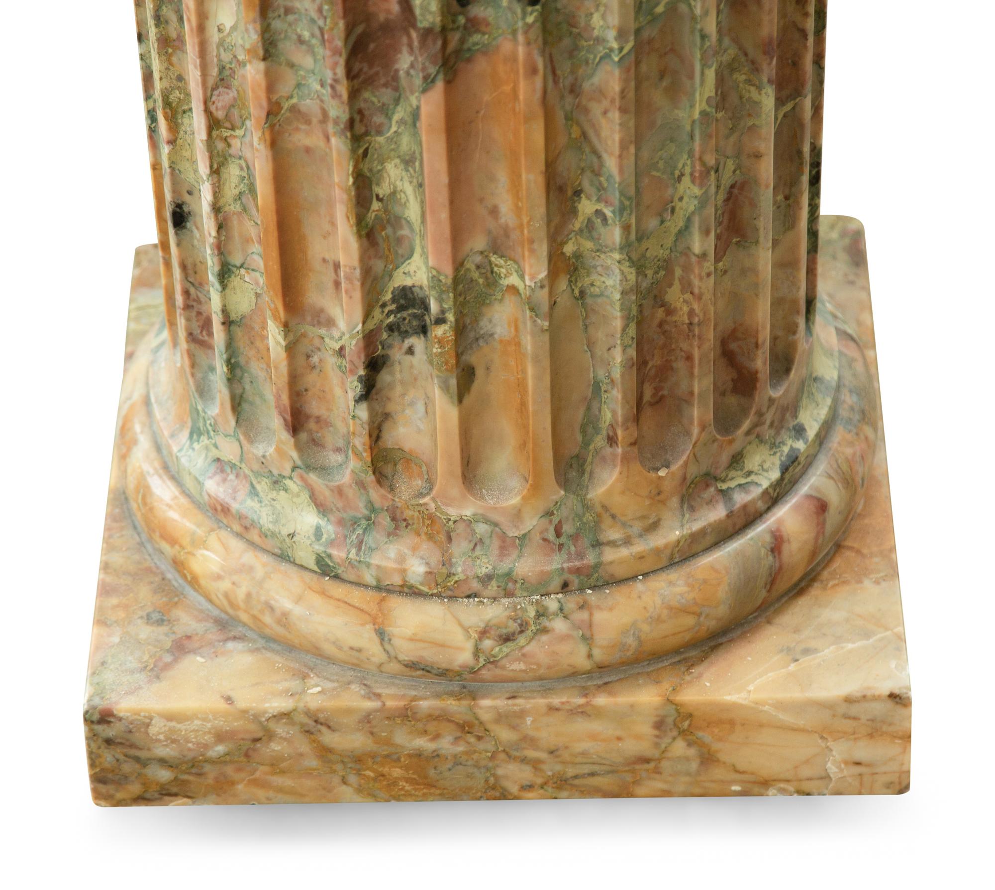 A Pair of Continental Fluted Marble Pedestals