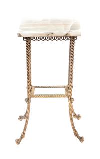 A Victorian Brass and Onyx Pedestal Table, Height 30 1/2 x width 14 x depth 12 inches.