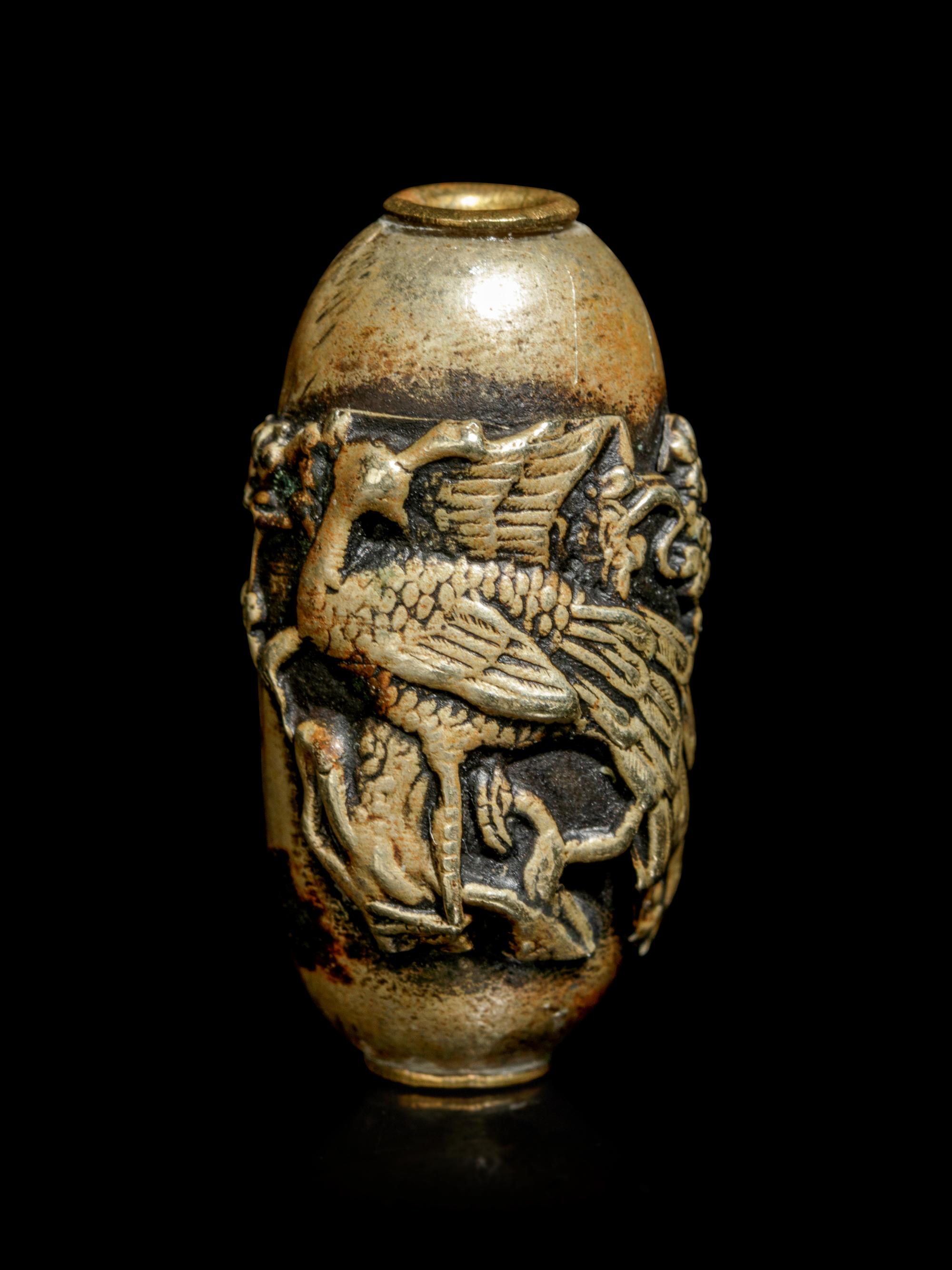 A Bronze Bead-Form Ojime