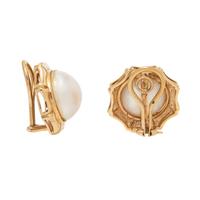 Mabé Pearl and Yellow Gold Earrings