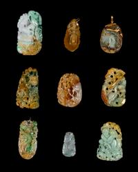 Nine Chinese Jadeite Pendants