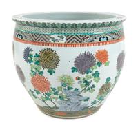 A Large Chinese Famille Verte Porcelain Jardinière