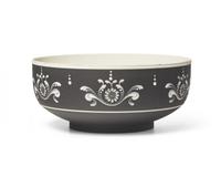 A Wedgwood Sgraffito Decorated Black Jasperware Bowl