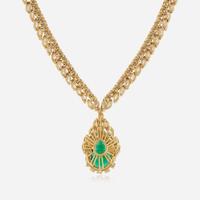 An emerald, diamond, and gold necklace