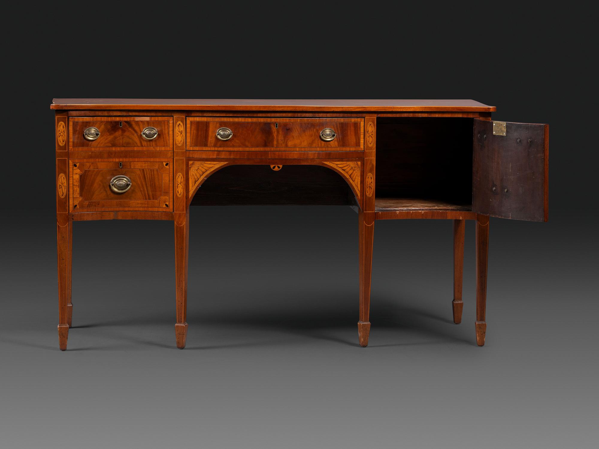 A Federal Inlaid Mahogany Serpentine Front Sideboard