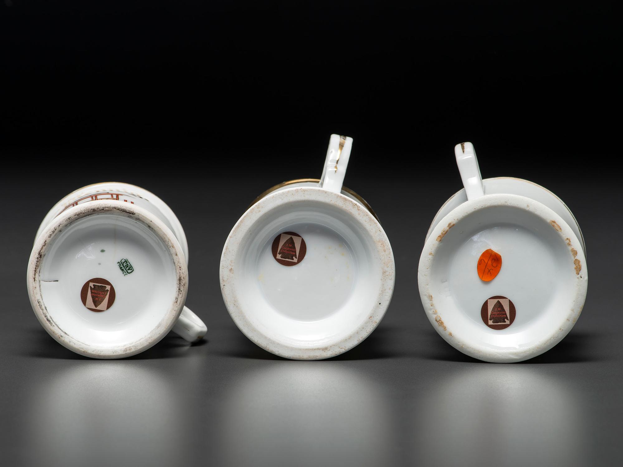 Three Trolley Car Operator's Porcelain Occupational Shaving Mugs