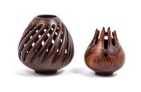 American, SECOND HALF 20TH CENTURY, two cyclone form wood vessels