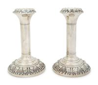 A Pair of English Weighted Silver Candlesticks