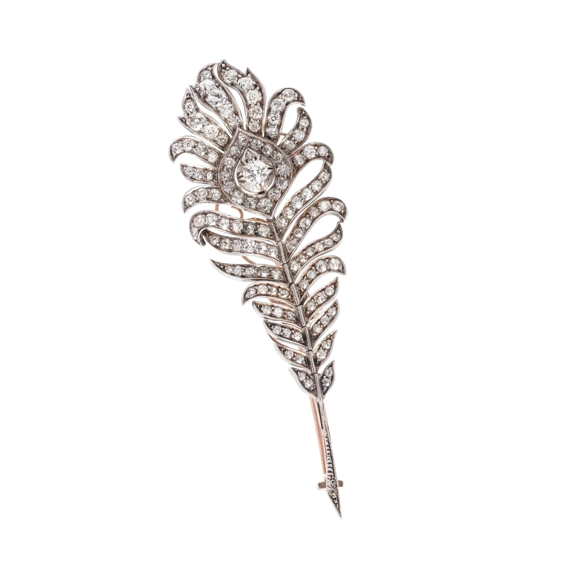 DIAMOND FEATHER BROOCH