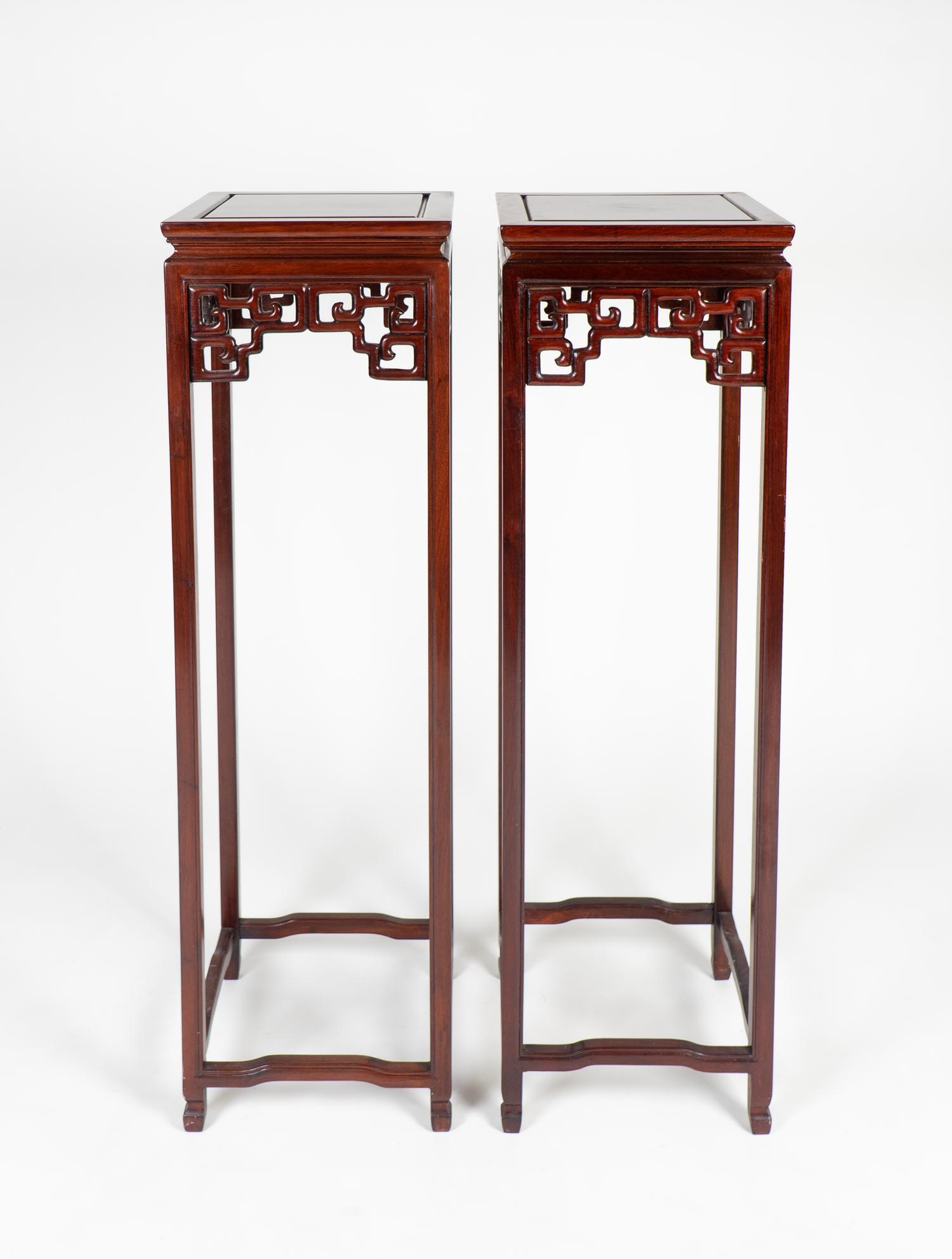 A Pair of Chinese Rosewood Stands