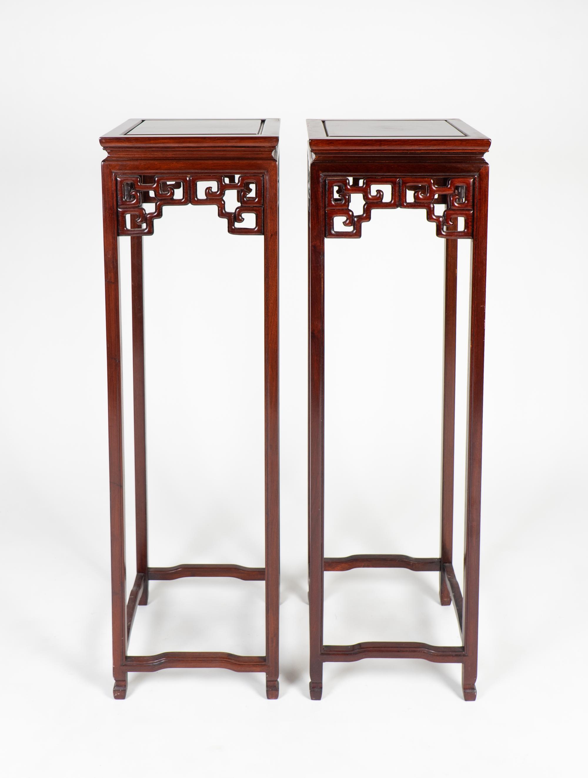 A Pair of Chinese Rosewood Stands