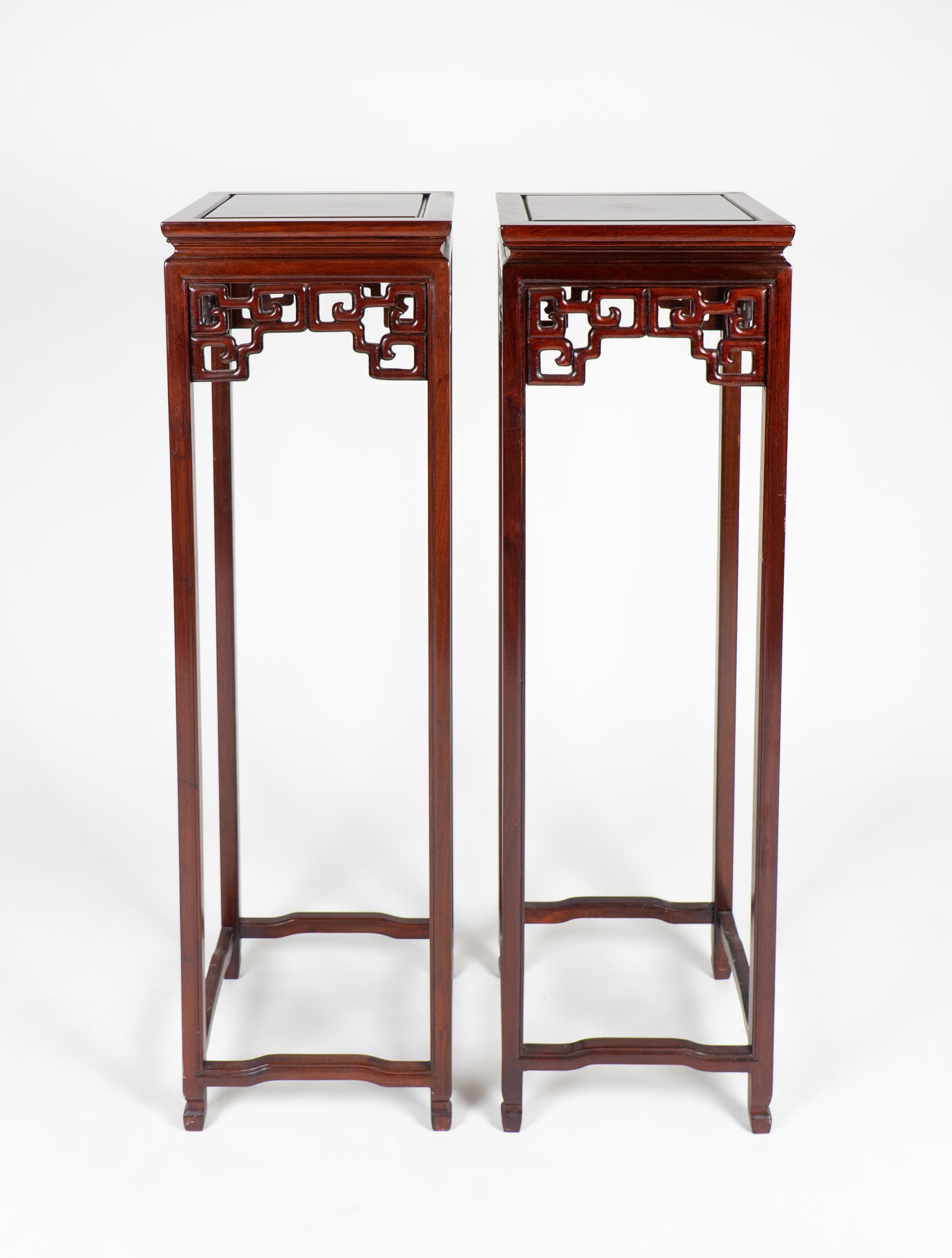 A Pair of Chinese Rosewood Stands