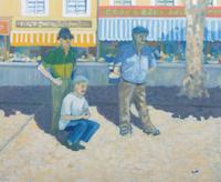 Outdoor Scene with Three Men
