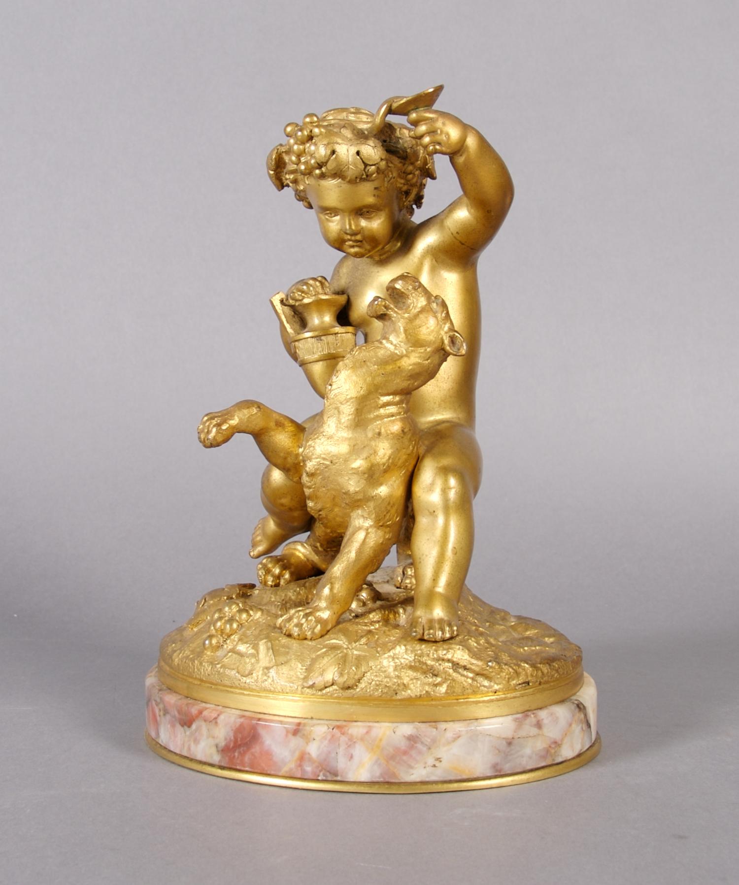 A Continental Gilt Bronze Figural Group, Height 7 1/2 inches.