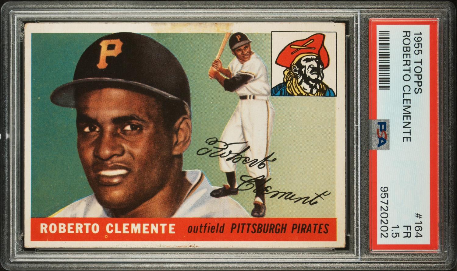 A 1955 Topps Roberto Clemente Rookie Baseball Card No. 164 (PSA 1.5)