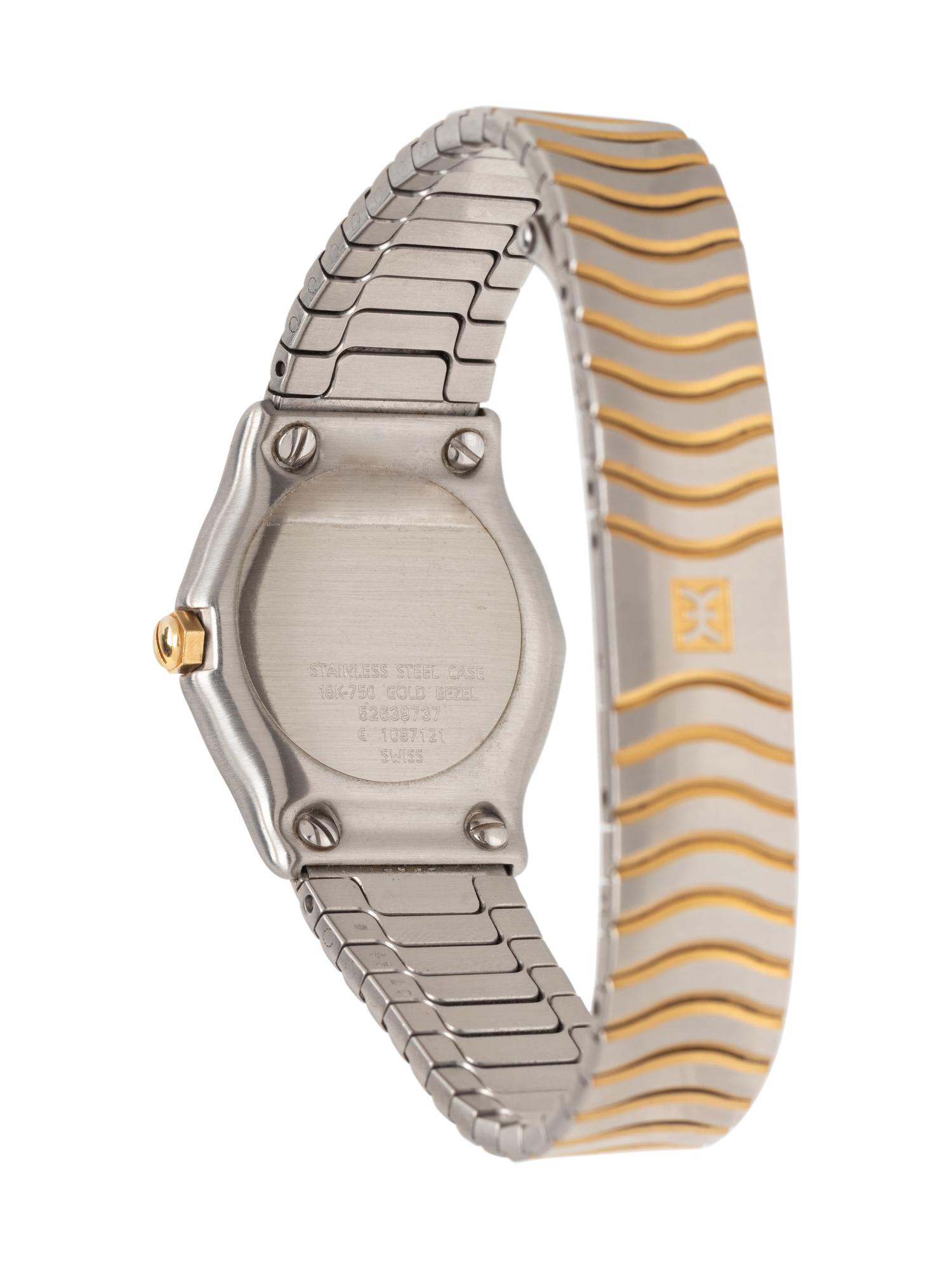 EBEL, 18K YELLOW GOLD, STAINLESS STEEL AND DIAMOND 'WAVE' WATCH