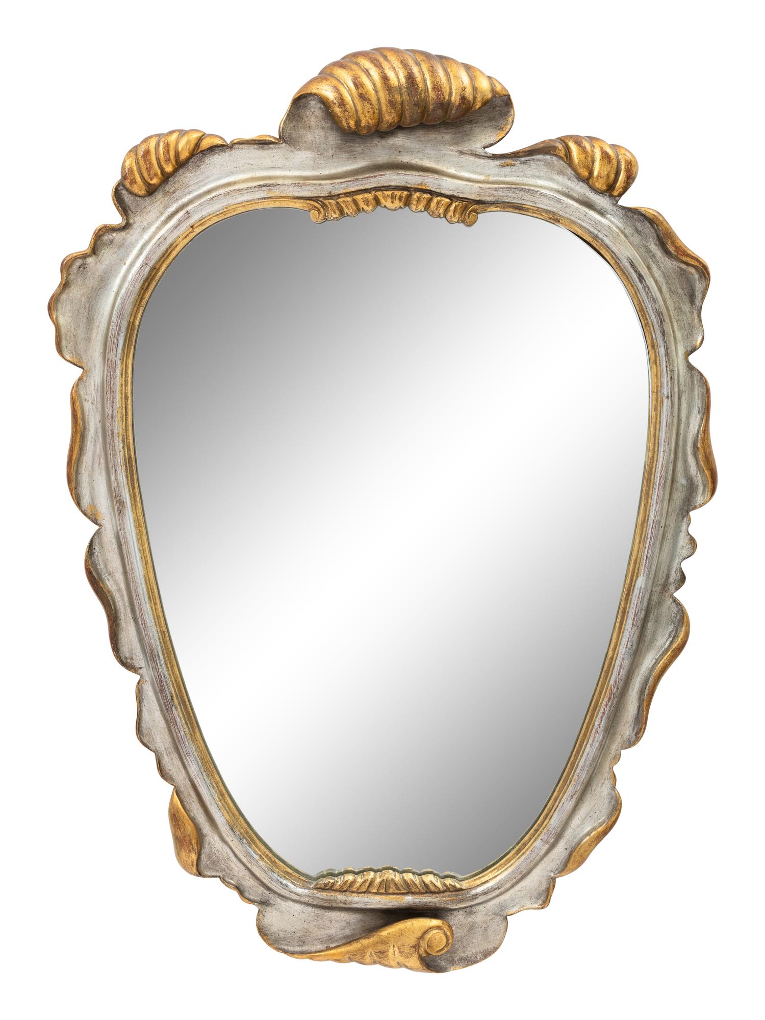 An Italian Baroque Style Silvered and Giltwood Mirror