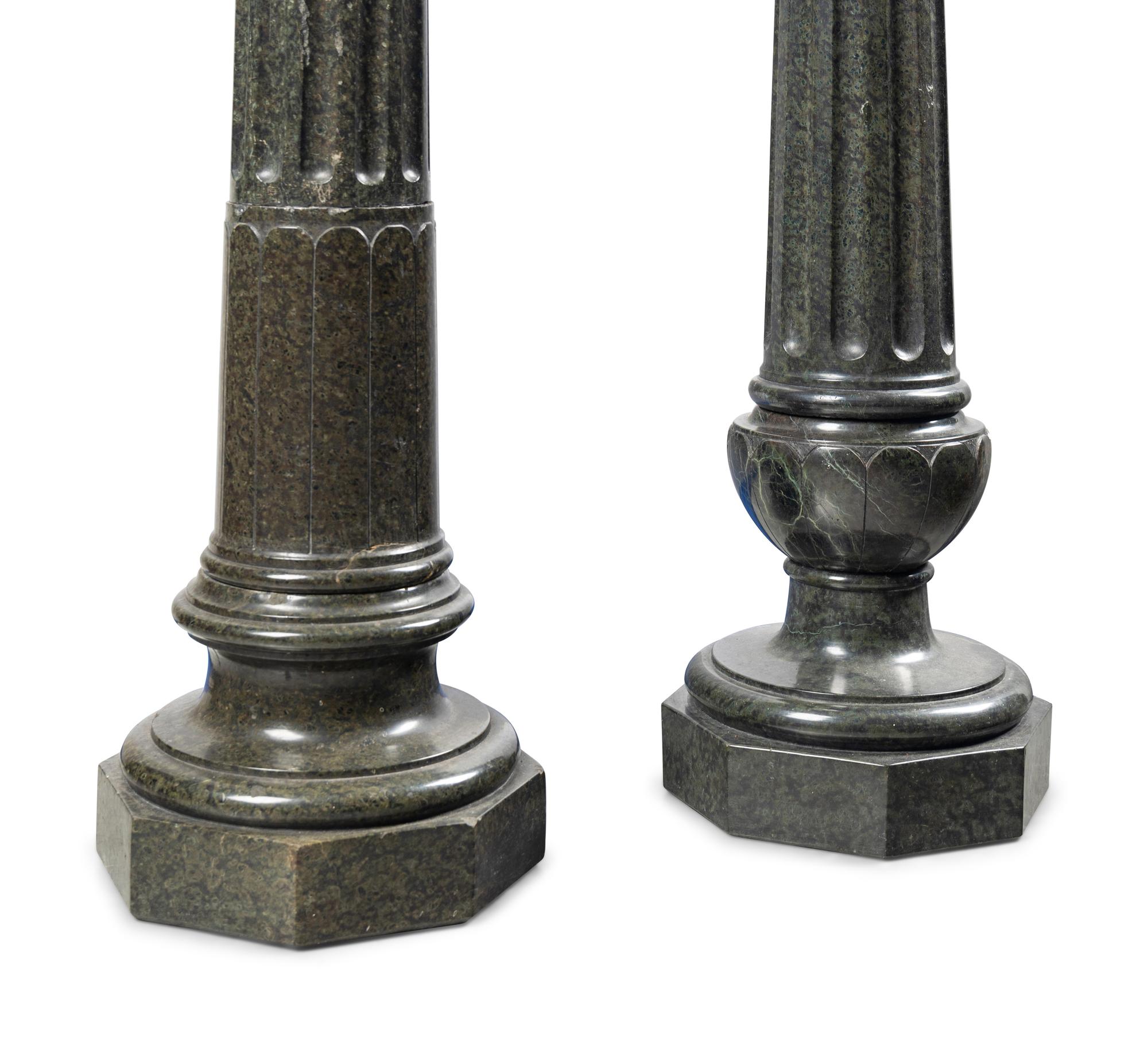Two Continental Marble Pedestals