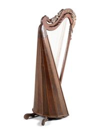 A Carved and Painted Harp With Native American Figure, Early 20th Century