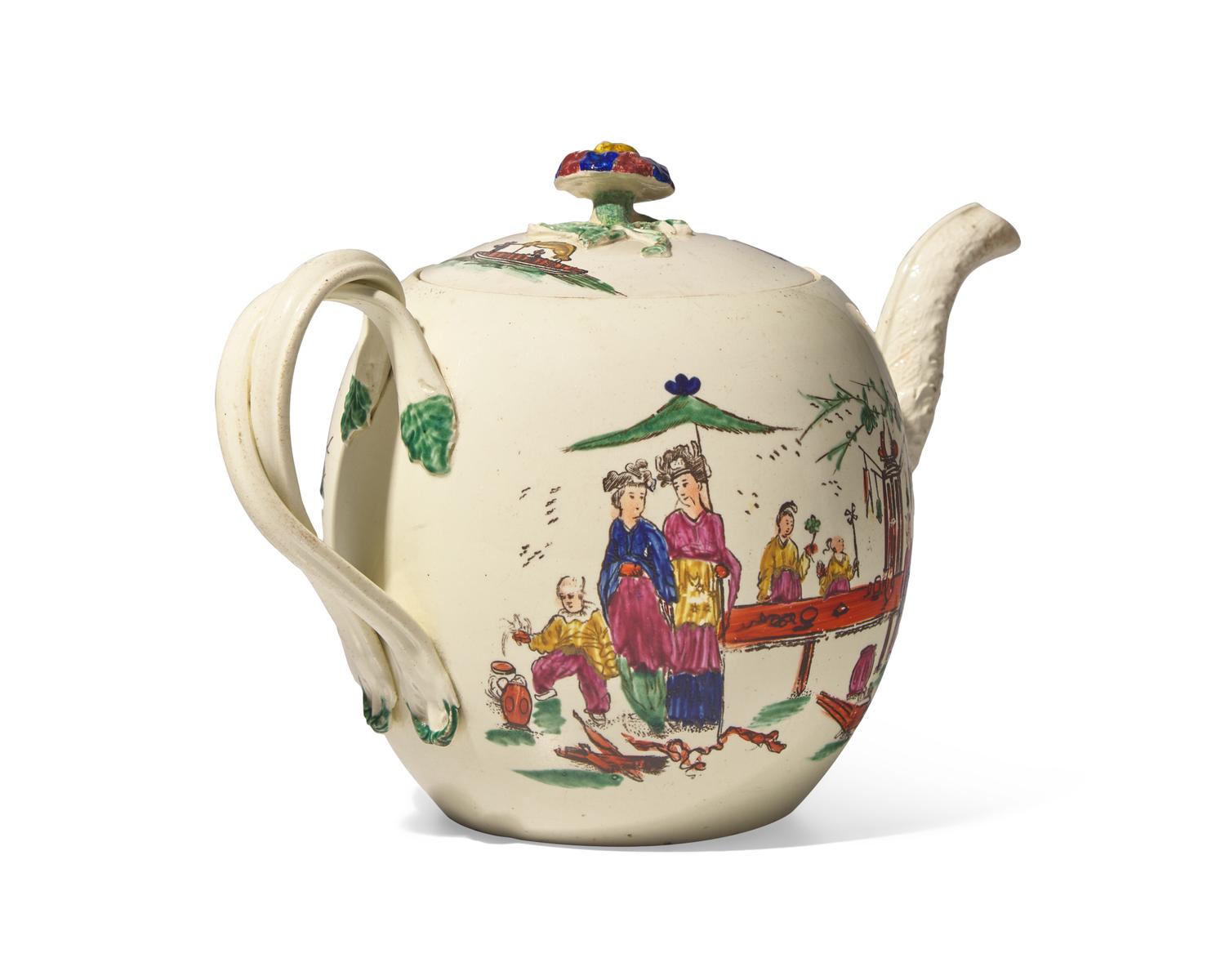 A Wedgwood Queen's Ware Chinoiserie Teapot