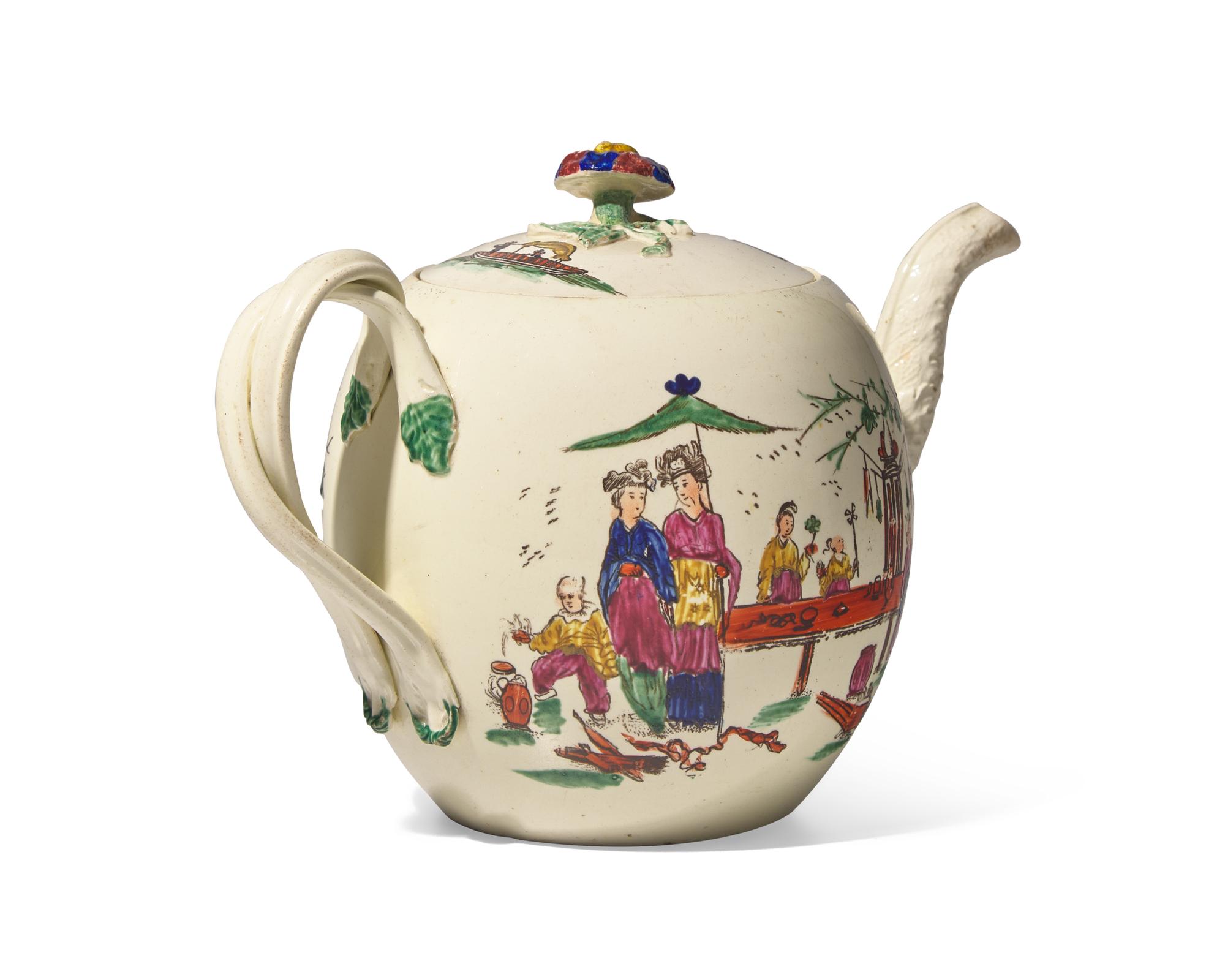 A Wedgwood Queen's Ware Chinoiserie Teapot