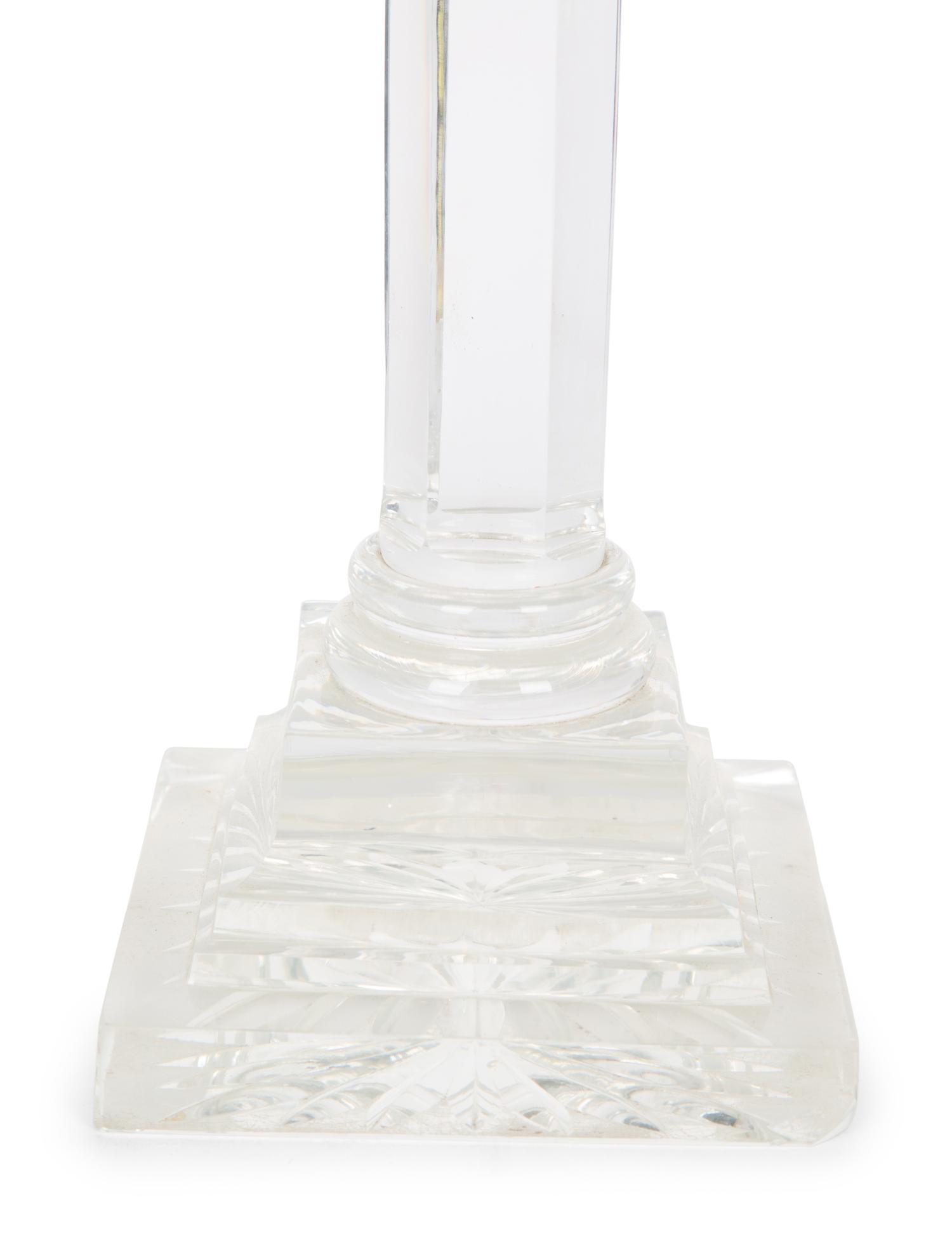 An Irish Gilt Bronze Mounted Cut Glass Columnar Lamp — 20TH CENTURY
