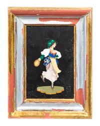 An Italian Pietra Dura Plaque Height 7 3/8 x width 4 3/4 inches.