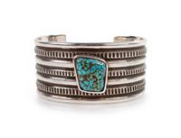 Silver and Indian Mountain Turquoise Cuff Bracelet