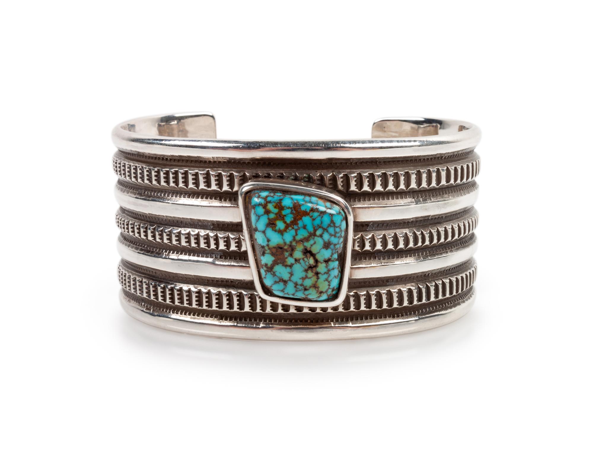 Silver and Indian Mountain Turquoise Cuff Bracelet