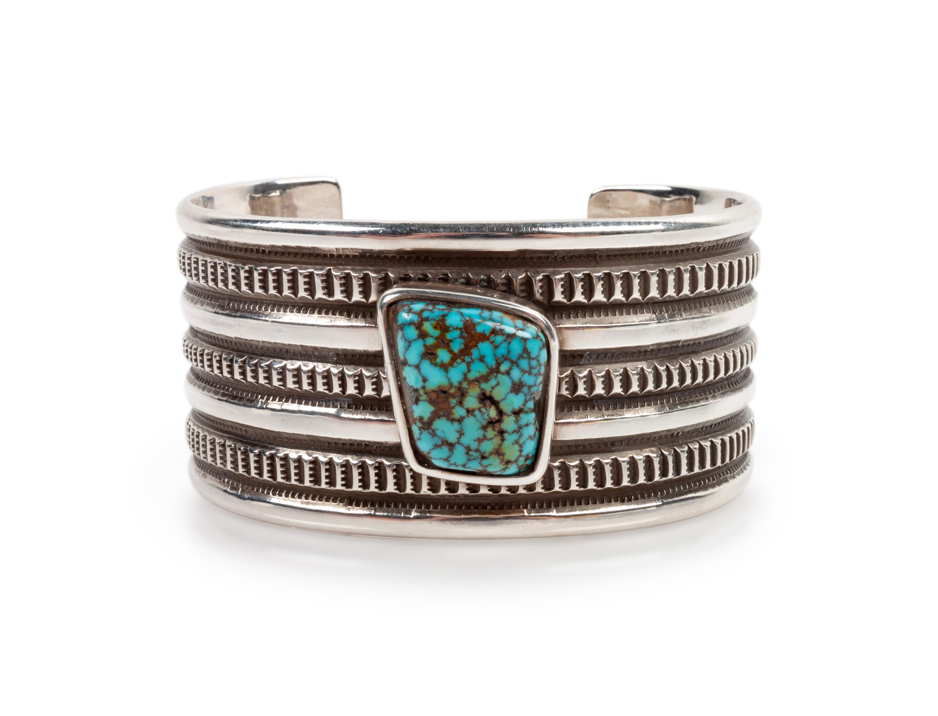 Silver and Indian Mountain Turquoise Cuff Bracelet
