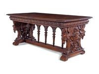 A Renaissance Revival Carved Walnut Refectory Table