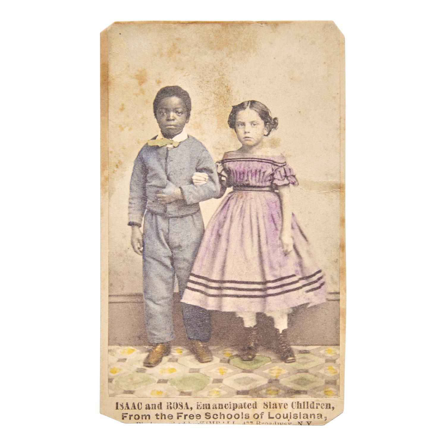 [African-Americana] Hand-colored CDV of Isaac and Rosa, Emancipated Slave Children