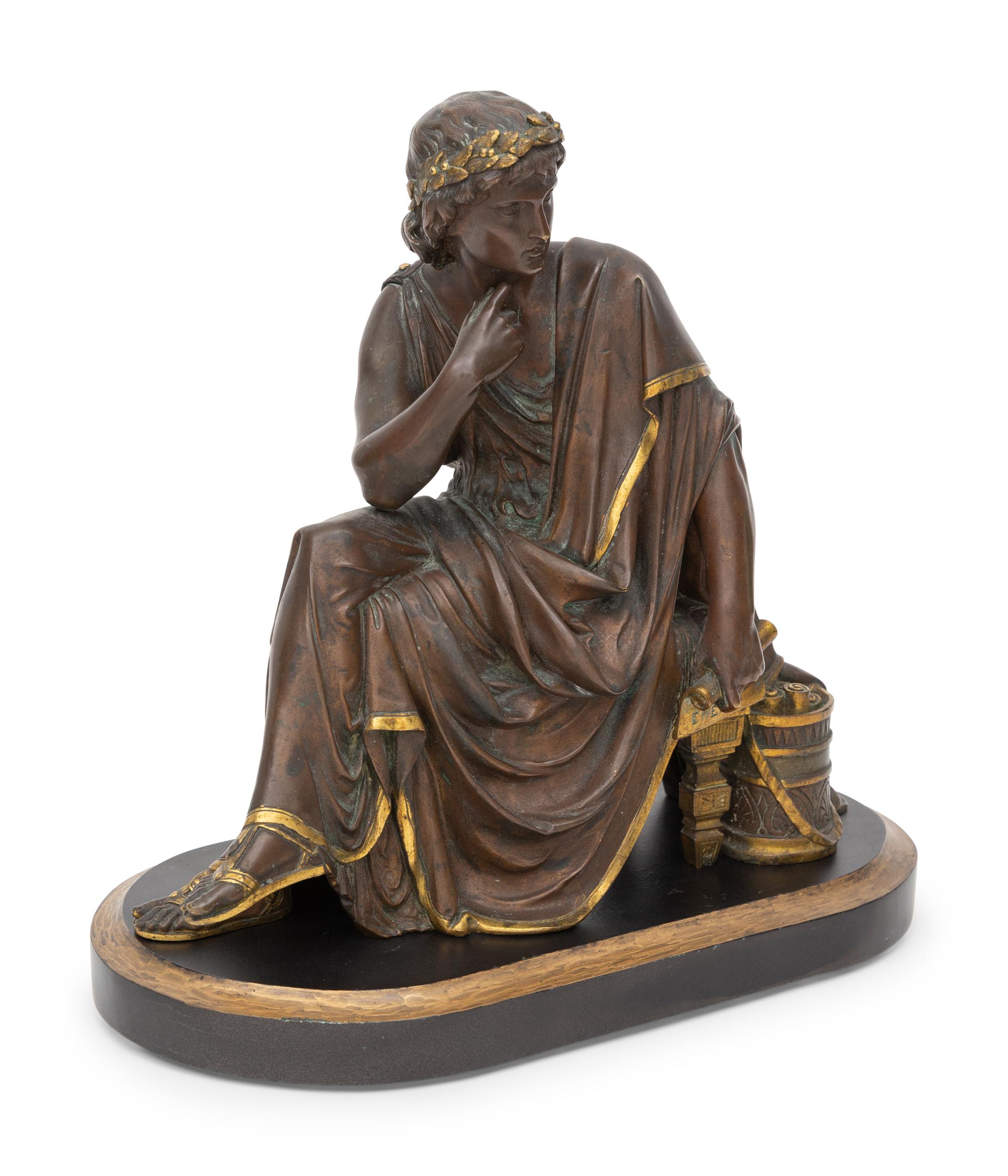 A Parcel Gilt Bronze Sculpture of Virgil
