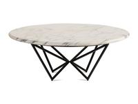 A Kara Mann for Baker Patinated Metal Marble-Top Low Table