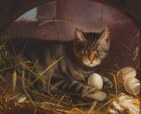 Attributed to Carl W.E. Fink (German, 1814-1890), A Cat in the Chicken Coop
