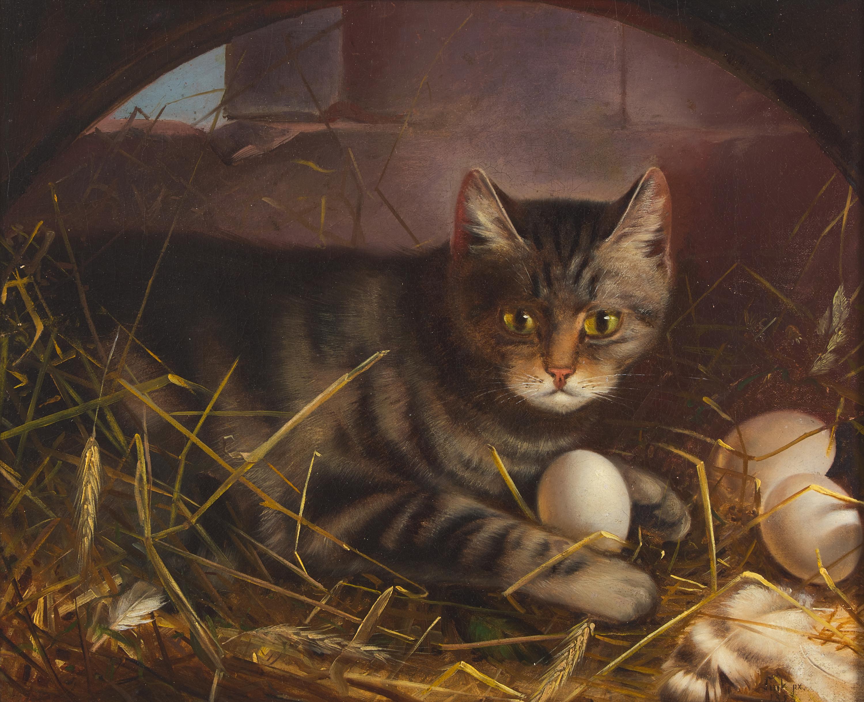 Attributed to Carl W.E. Fink (German, 1814-1890), A Cat in the Chicken Coop