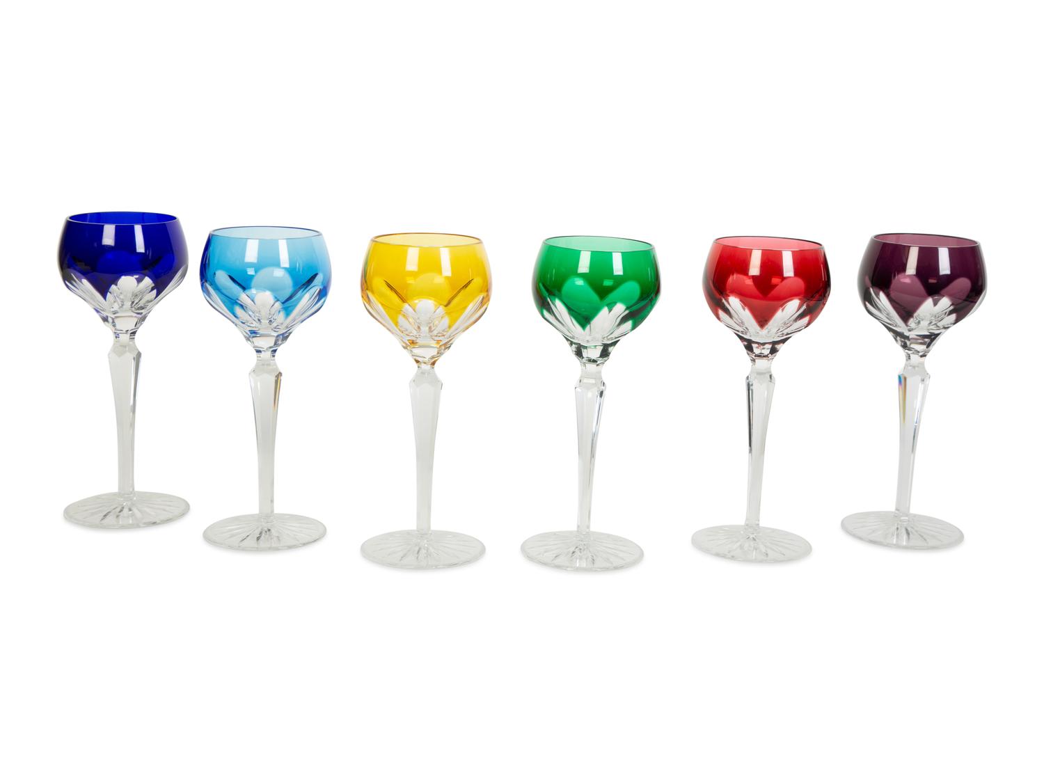 Six Cut-to-Clear Glass Goblets