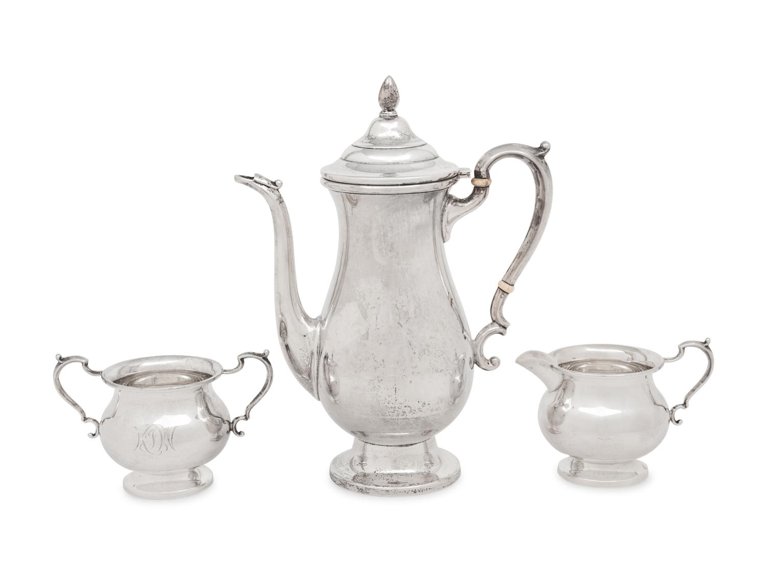 An American Silver Three-Piece Coffee Service