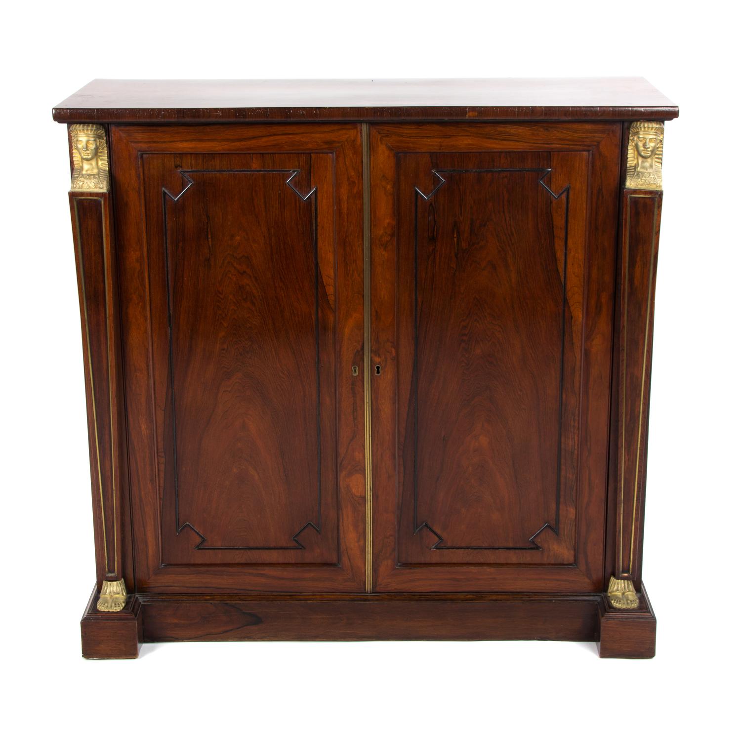 A Regency Gilt Bronze Mounted Rosewood Cabinet Heihgt 37 x width 39 x depth 14 inches. — EARLY 19TH CENTURY