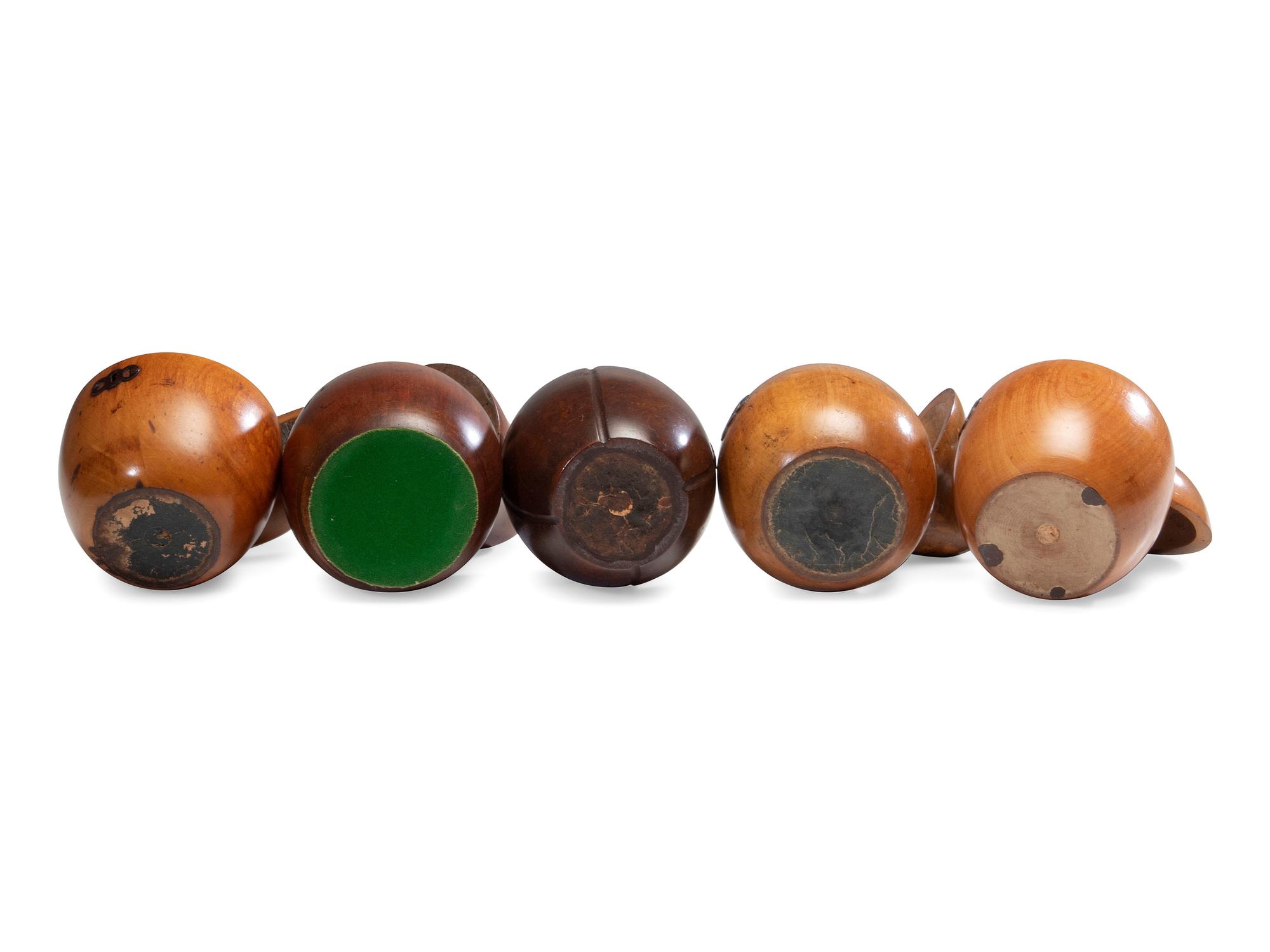 Five English Fruitwood Tea Caddies