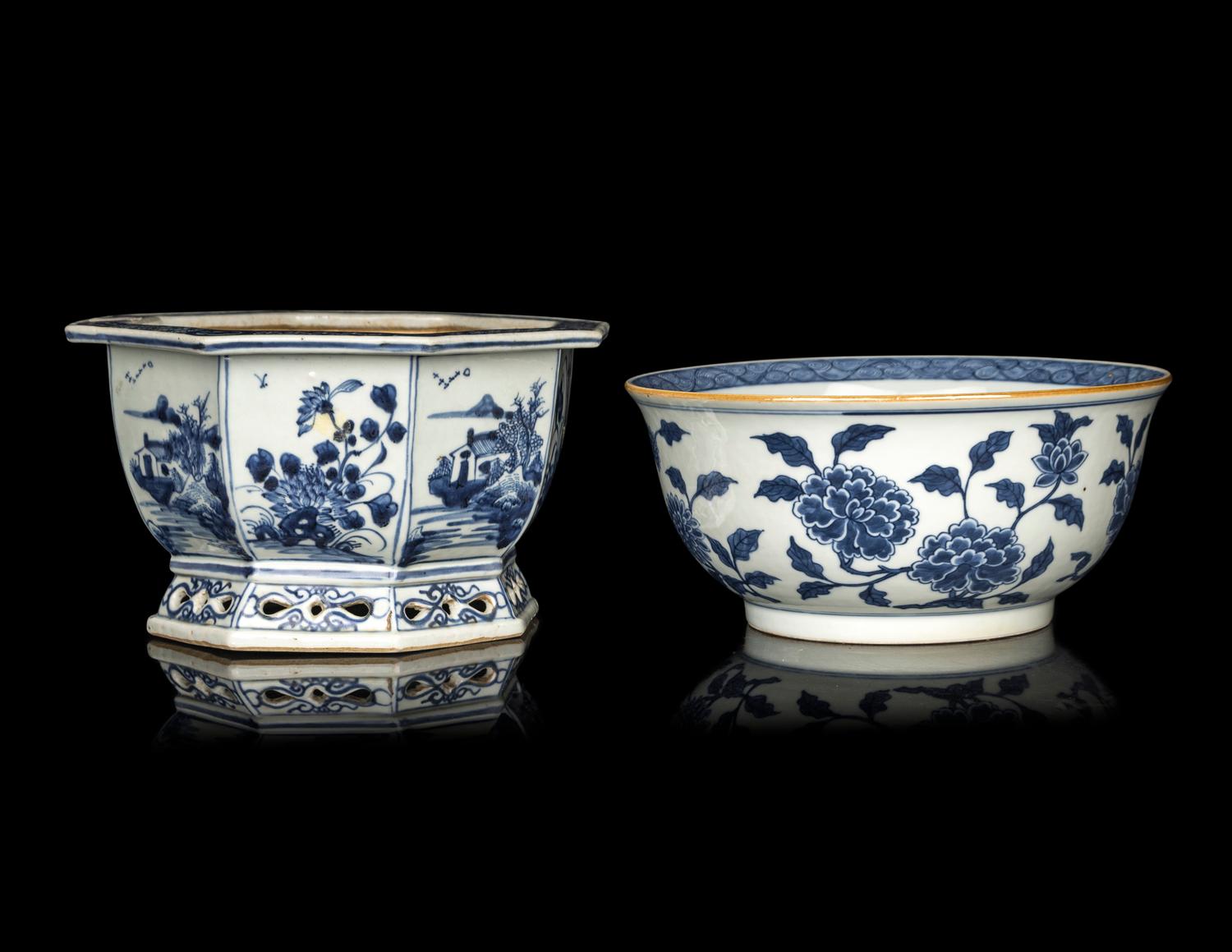 Two Chinese Blue and White Porcelain Vessels