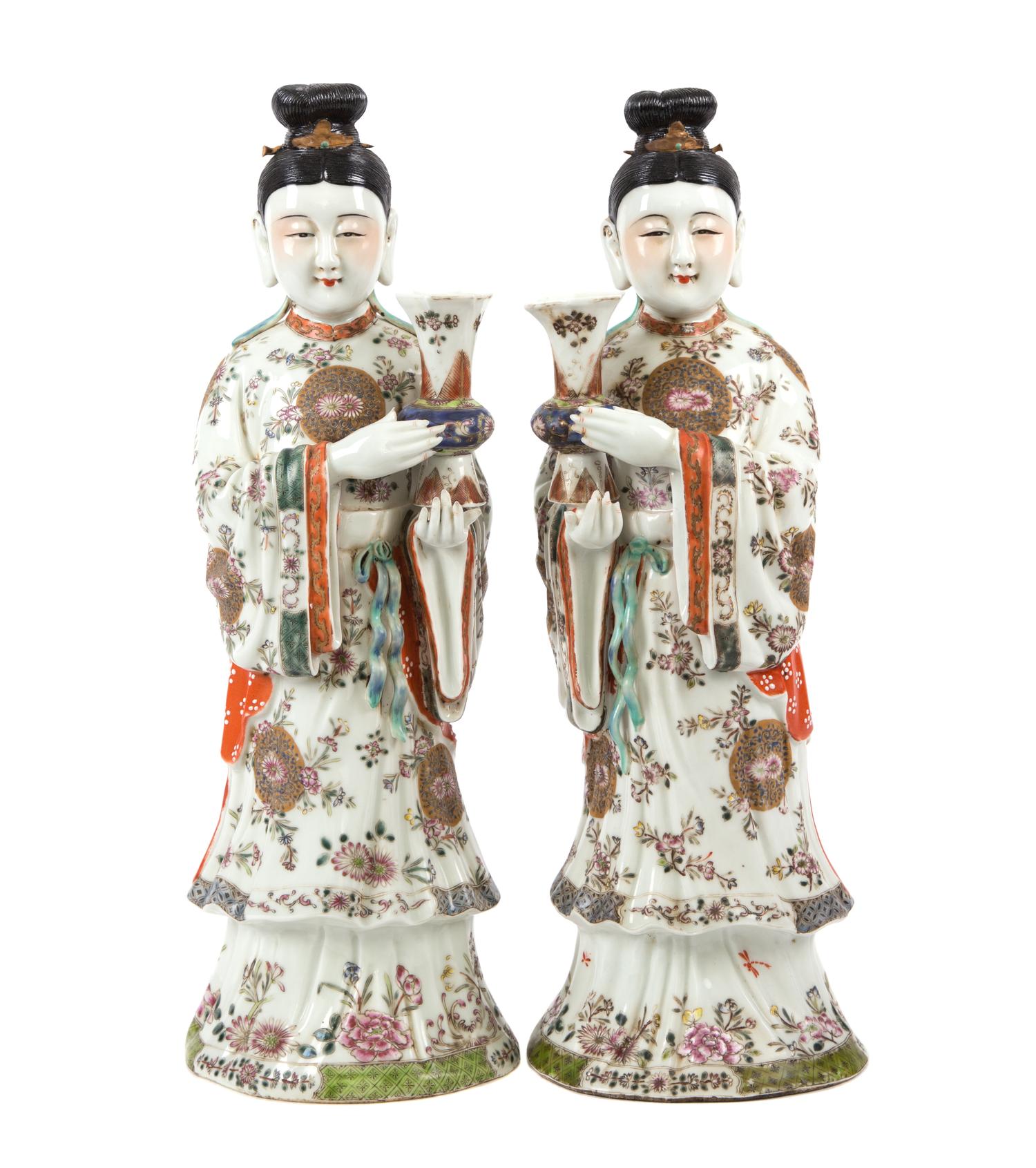 A Pair of Chinese Porcelain Figures Height 15 1/4 inches. — 20TH CENTURY