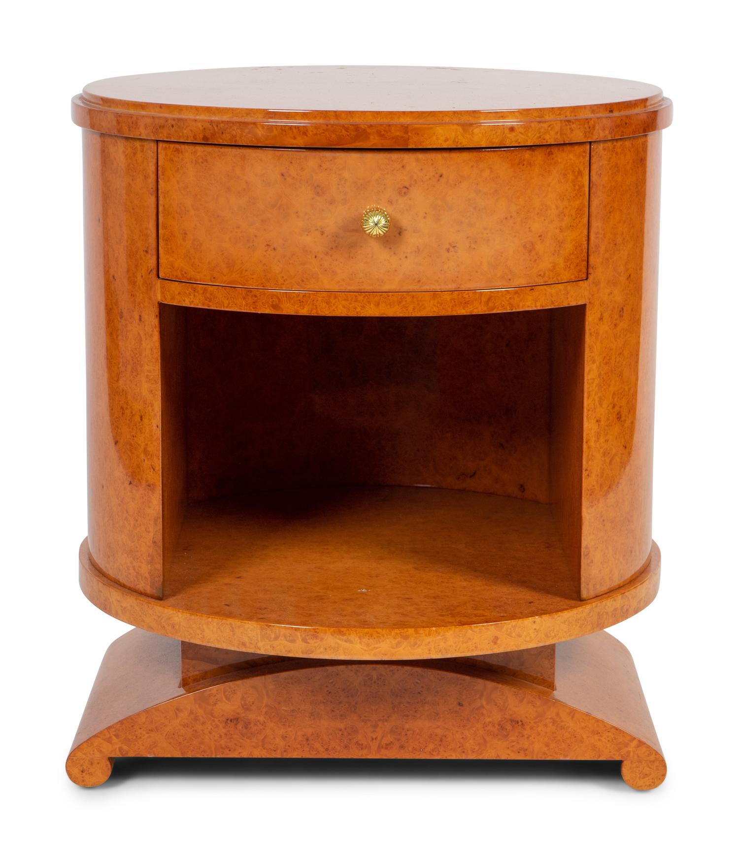 A French Art Deco Figured Walnut Night Stand — 20TH CENTURY